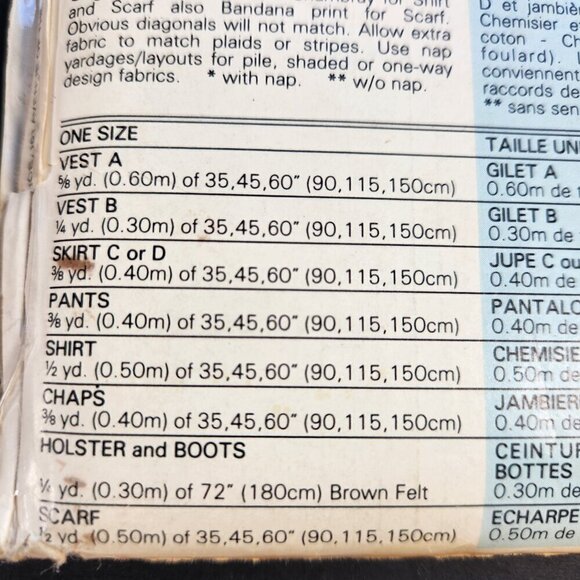 Butterick 6825 Cabbage Patch Kids Doll Clothes Pattern Western Wear - Picture 9 of 9